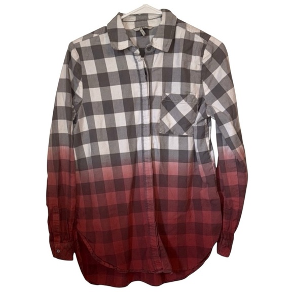 🌹BKE BOYFRIEND BUTTON DOWN COLORBLOCK SHIRT - Picture 1 of 5